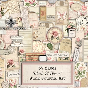 July 2025 Large Kit, Blush & Bloom, 58 Pages, Digital, Junk Journal, Junk Journal Supplies, Junk Journal Kit, Junk Journaling, Printable
