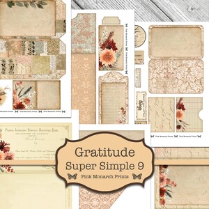 May include: A set of printable digital papers with a vintage aesthetic. The papers feature a variety of designs, including floral patterns, handwritten text, and a damask pattern. The papers are perfect for scrapbooking, card making, and other paper crafts.
