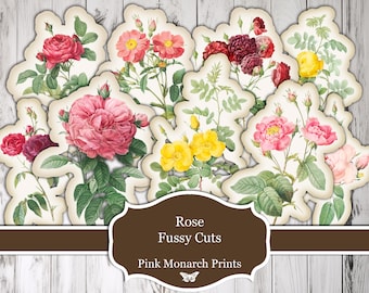 Rose Fussy Cuts, Printable, Roses, Printable, Digital, Junk Journal, Scrapbook, Clipart