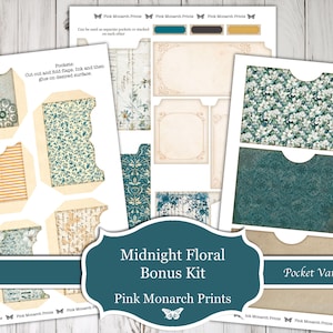 Midnight Floral Bonus Kit, Digital Kit, Printable, Fussy Cuts, Ephemera, Envelopes, Pockets, Circles, Journal Cards, Junk Journal Supplies image 5