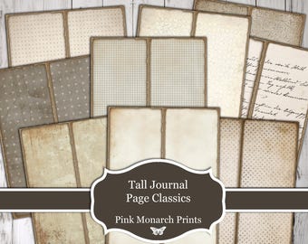 Tall Journal Page Classics, 45 Pages, Scrapbooking and Junk Journaling, Printable, Digital