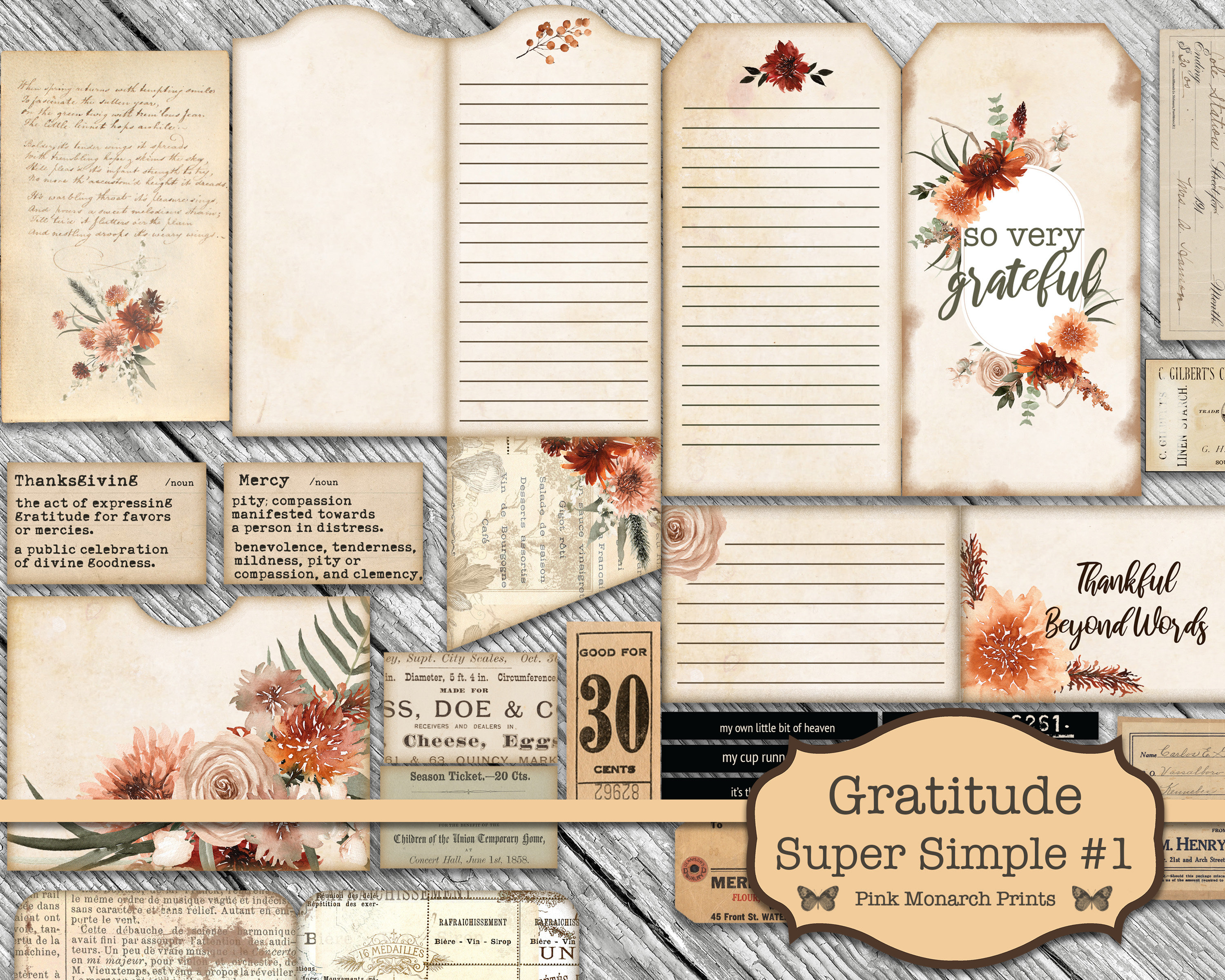 Gratitude Super Simples 1, Junk Journal Kit, Junk Journal, Folio, Junk ...