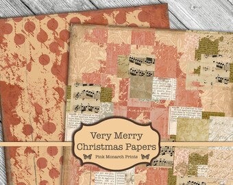 クリスマス& Happy New Year コラージュ　ジャンクジャーナル メリークリスマスジャンクジャーナル、ジャンクジャーナルキット