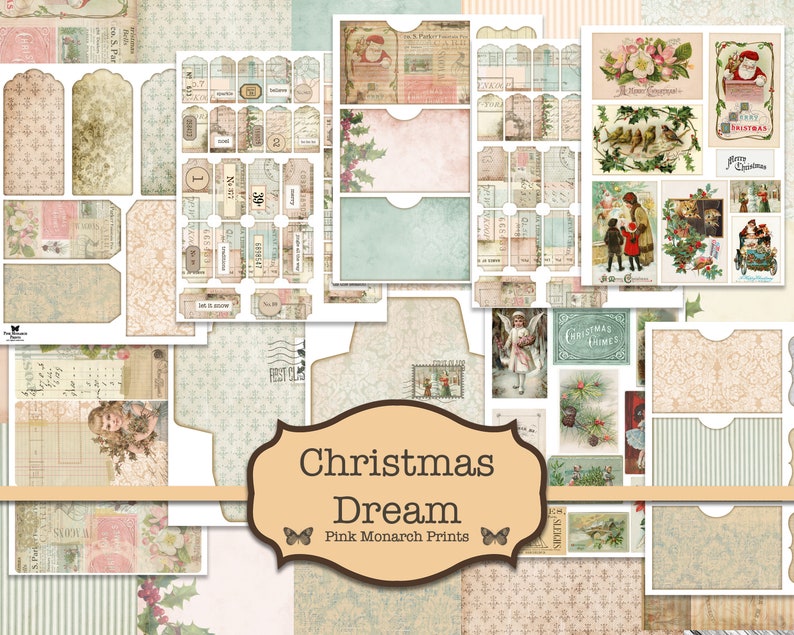 Junk Journal Kit, Junk Journaling Christmas, Digital Christmas Paper ...