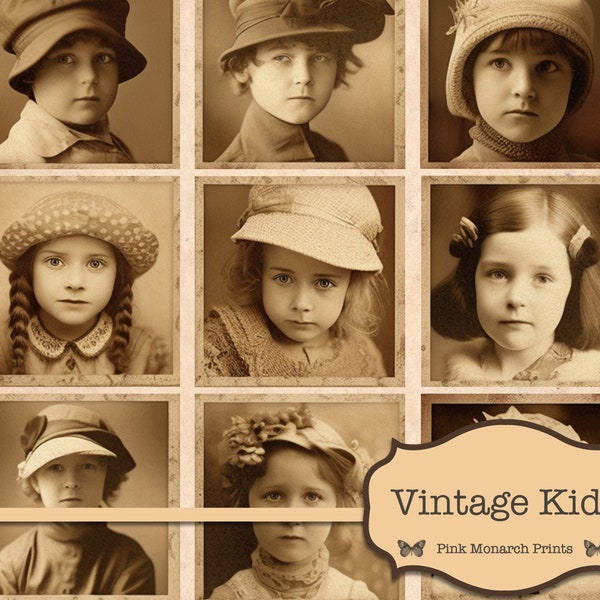 Vintage Kids, Portraits for Junk Journals, Junk Journal Kit, Digital Junk Journal, Printable Ephemera, Journaling Card, Vintage People Photo