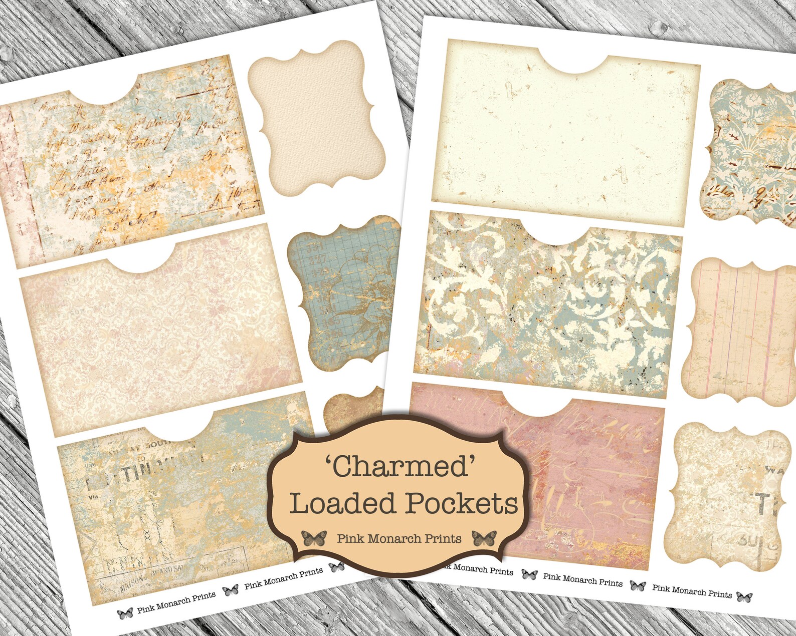 Charmed Loaded Pockets, Shabby Chic Digital, Junk Journal Kit ...