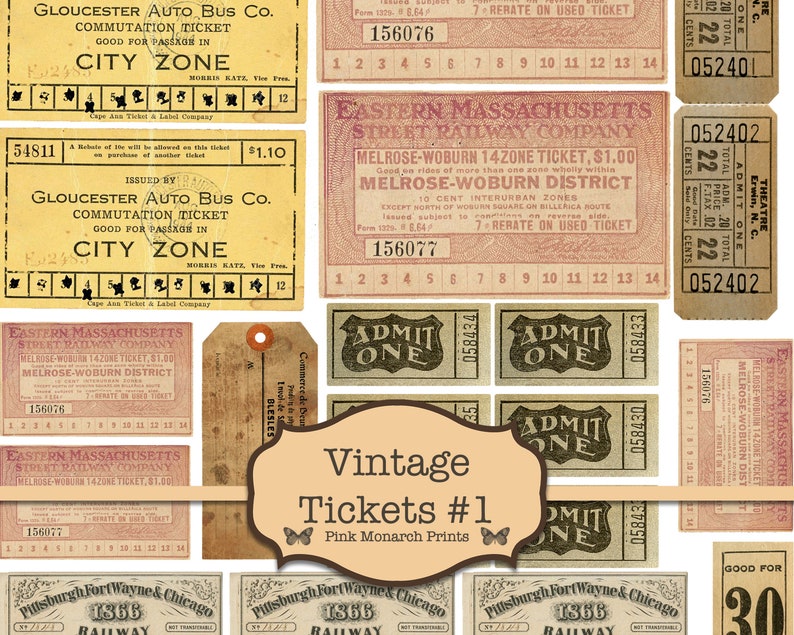 Vintage Tickets Junk Journal Kit Junk Journaling Digitals | Etsy