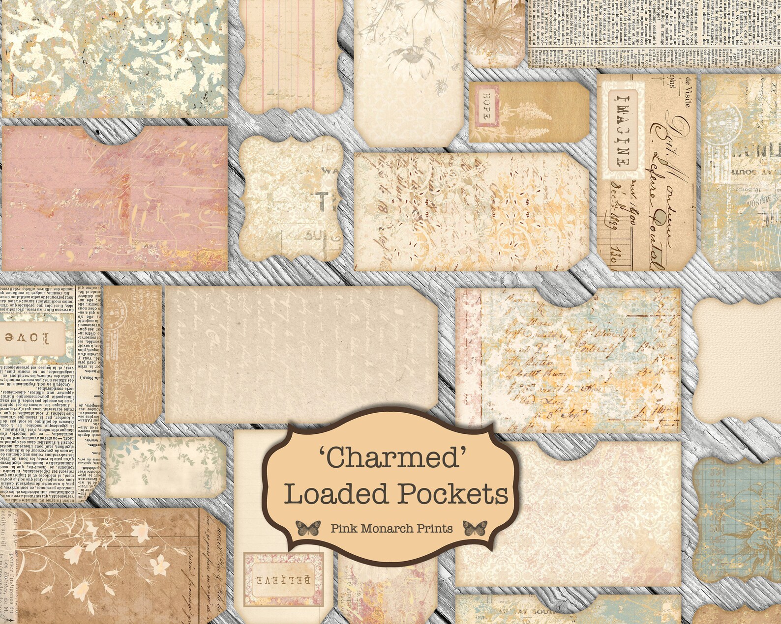 Charmed Loaded Pockets, Shabby Chic Digital, Junk Journal Kit ...