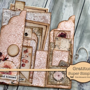 Gratitude Super Simples 3, Junk Journal Kit, Junk Journal, Folio, Junk Journaling Ephemera, Thanksgiving Junk Journal, Pink Monarch Prints