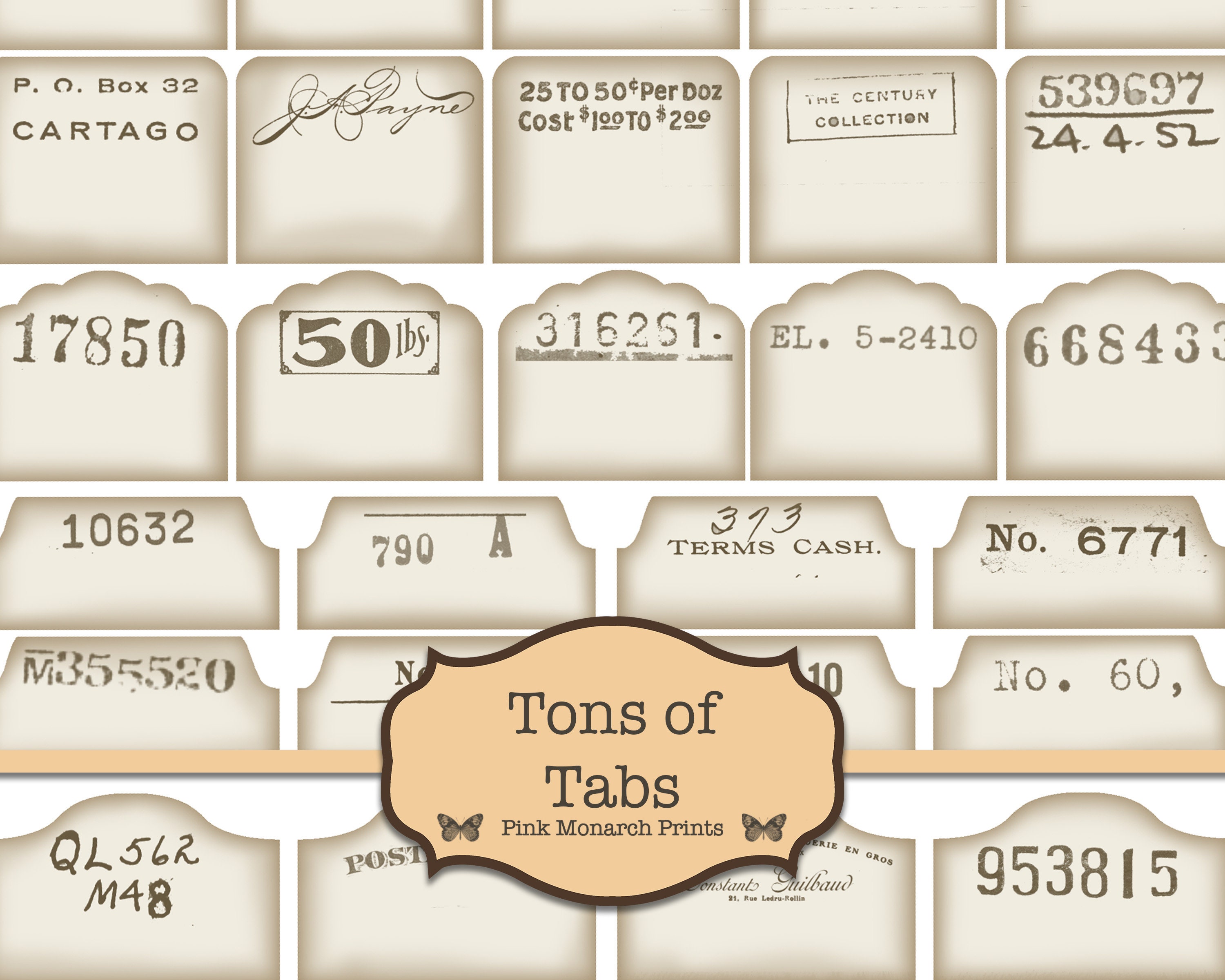 Ton Tags Tons of Tabs, Junk Journal Kit, Junk Journaling Digitals, Collage ...