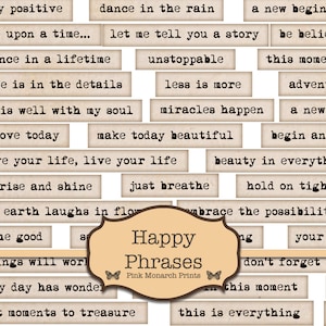 Happy Phrases, Digital Words, Embellishments for Junk Journals, Printable Junk Journaling Words, Collage Ephemera, Happy Junk Journal Words image 6