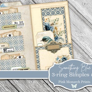 Something Blue #3: 3-Ring Super Simple, Folio, Junk Journal, Digital, Printable, Junk Journaling Supplies, Mini Project, Mini Pockets