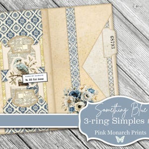 Something Blue #2: 3-Ring Super Simple, Folio, Junk Journal, Digital, Printable, Junk Journaling Supplies, Mini Project, Flips and Side-Tuck