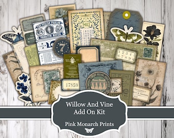 Willow And Vine Add On Kit, Printable Ephemera, Cut Outs, Scrapbooking and Junk Journaling (Digital Download)