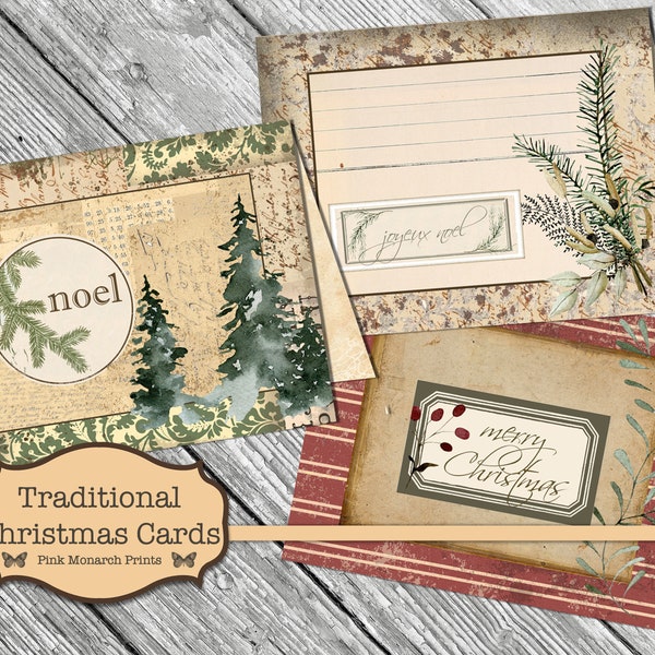 Traditional Christmas Cards, Junk Journaling Kit, Printable Christmas Cards, Junk Journal Christmas, Junk Journaling Ephemera, Printable