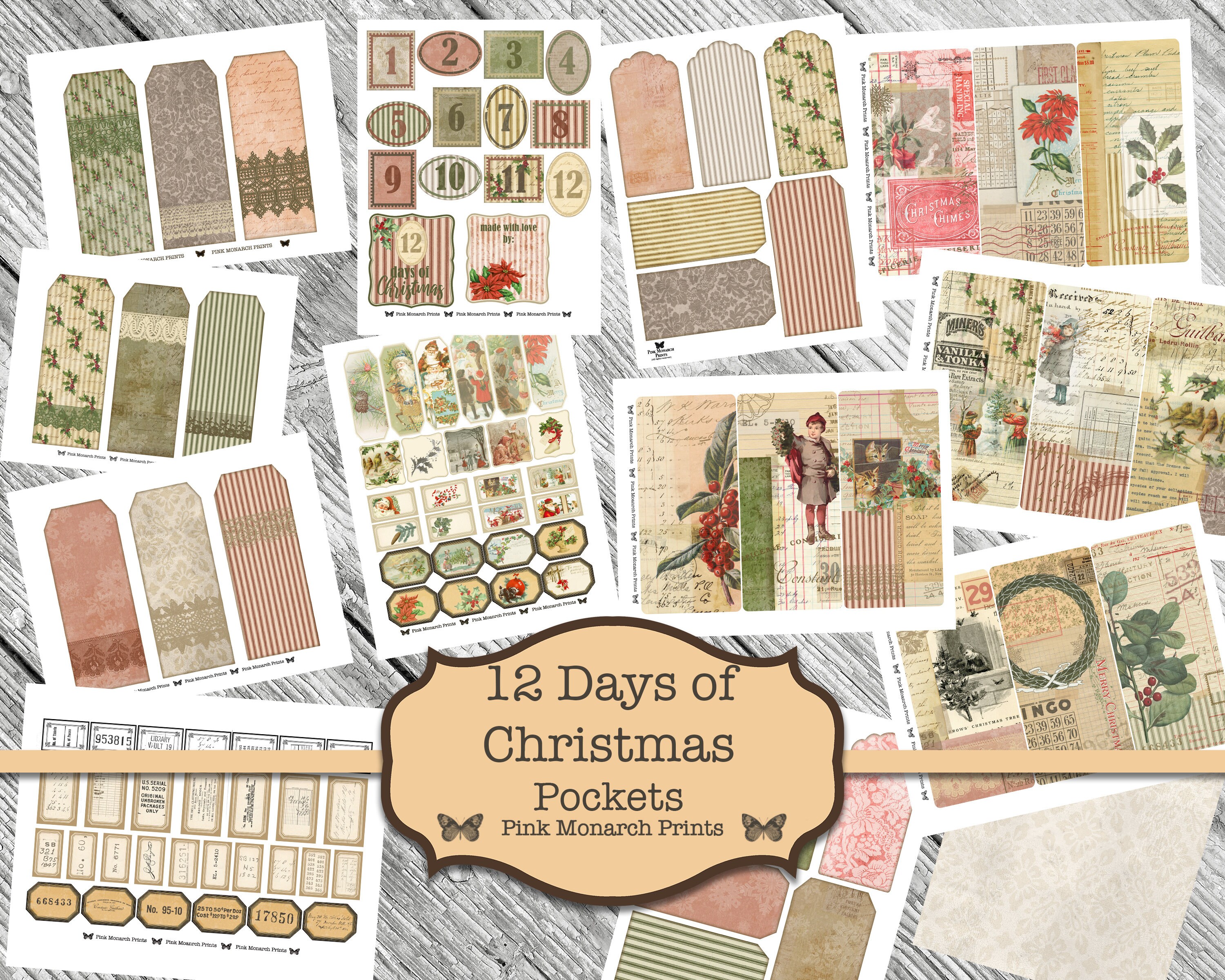 Junk Journal Kit, Junk Journaling Christmas, Christmas Collage Sheets, Christmas Collage Card, Junk Journal Christmas Digital, Printable