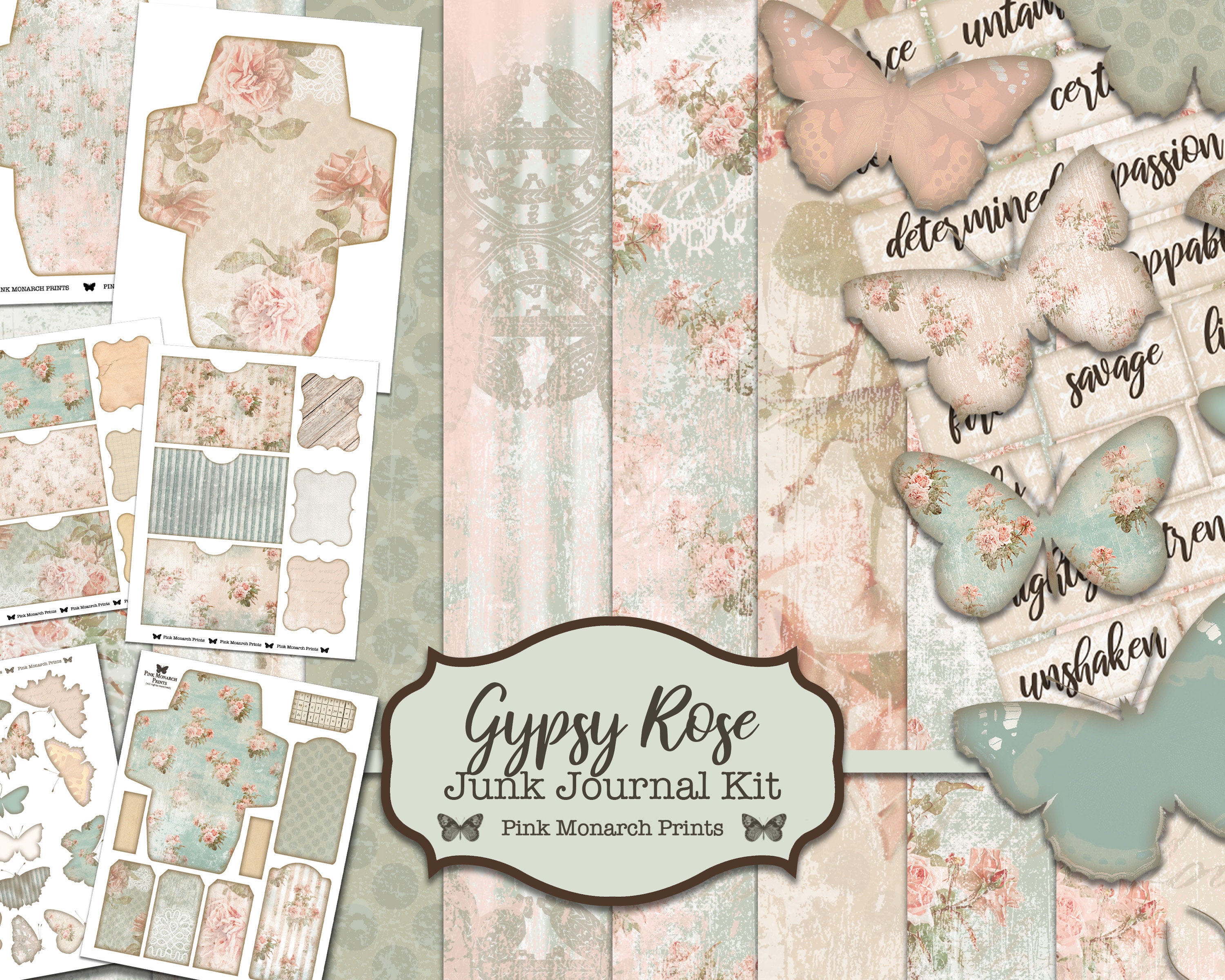 Junk Journal Digital Kits, Junk Journal Kits, Gypsy Rose, Junk Journa…