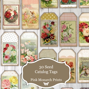 30 Seed Catalog Tags, Junk Journaling Tags, Seed Packets Junk Journals, Seed Packets Digital, Digital Seed Packets, Junk Journal Tags, Best