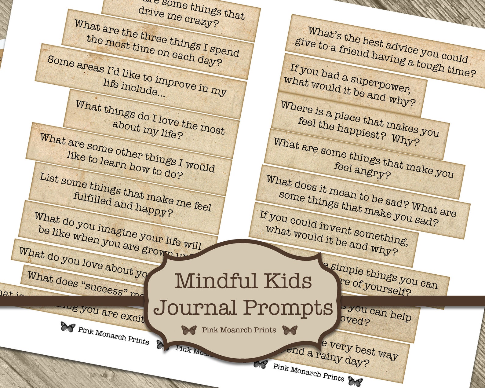 Mindfulness Journal for Kids, Digital Junk Journaling Words, Printable