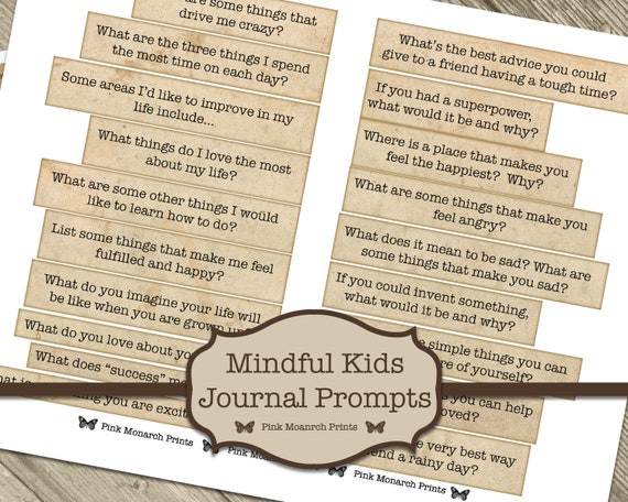 Mindfulness Journal For Kids, Digital Junk Journaling Words, Printable Journal Prompts, Journaling Prompts, Homeschooling Journal , Children