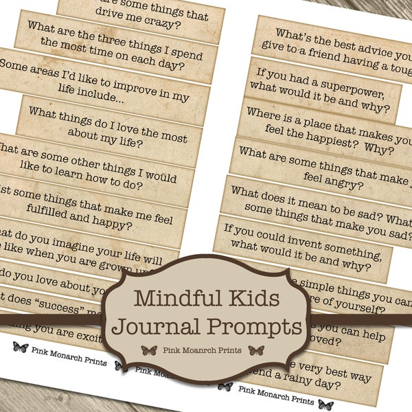 Mindfulness Journal For Kids, Digital Junk Journaling Words, Printable Journal Prompts, Journaling Prompts, Homeschooling Journal , Children