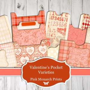 Valentines Pocket Varieties, Romance, Junk Journal, Digital, Junk Journal Pockets, Valentines Junk Journal, Printable Pockets, Valentines Da