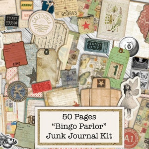 Ultieme mei-abonnement complete kit, bingosalon, junk journal kit, digitale junk journal kit, junk journal kit, grote kit, shabby chic