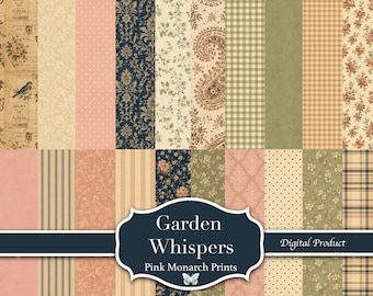 Garden Whispers 20 Page Paper Pack, Junk Journal and Scrapbooking Paper (Digital Download)