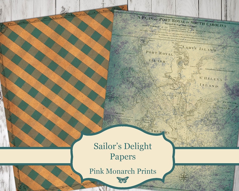 Sailors Delight Papers, Beach, Ocean, Printable Papers, Digital Junk