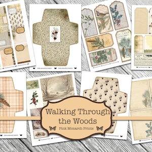 Walking Through the Woods, Junk Journaling Winter, Journal Winter Papers, Junk Journal Winter, Christmas Junk Journal Digital Kit, Christmas