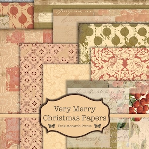 Carnet de cochons très joyeux Noël, kit de carnets de bord, carnet numérique, carnet d&#39;hiver, papiers imprimables, papier de Noël numérique