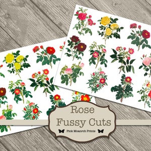 Fussy Cut Roses, Digital Fussy Cut, Vintage Flowers Printable, Fussy Cut Digital Junk Journal, Junk Journal Flowers, Fussy Cut Download