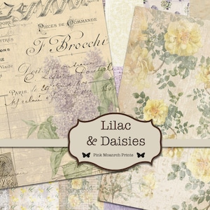Junk Journal Digital Kits, Junk Journal Purple, Junk Journal Garden, Wildflowers, Printable, Shabby, Iris, Lilac, Daisy, Digital Kit, Best