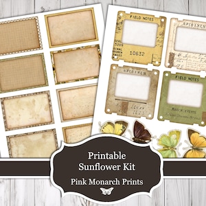 Printable Sunflower Kit, Scrapbooking, Junk Journal Kit (digital ...