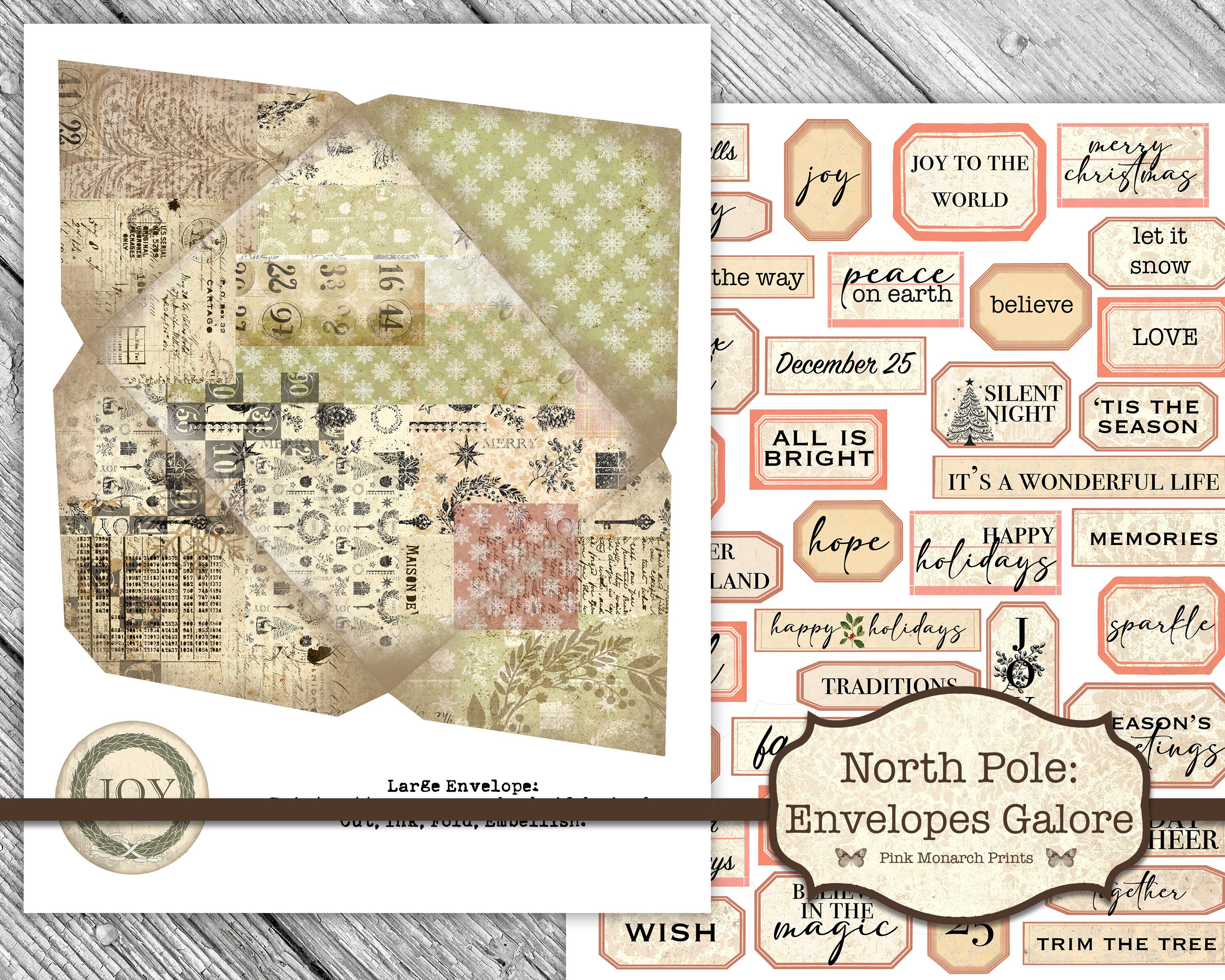 North Pole Envelopes Galore, Envelope Varieties, Digital Junk Journal