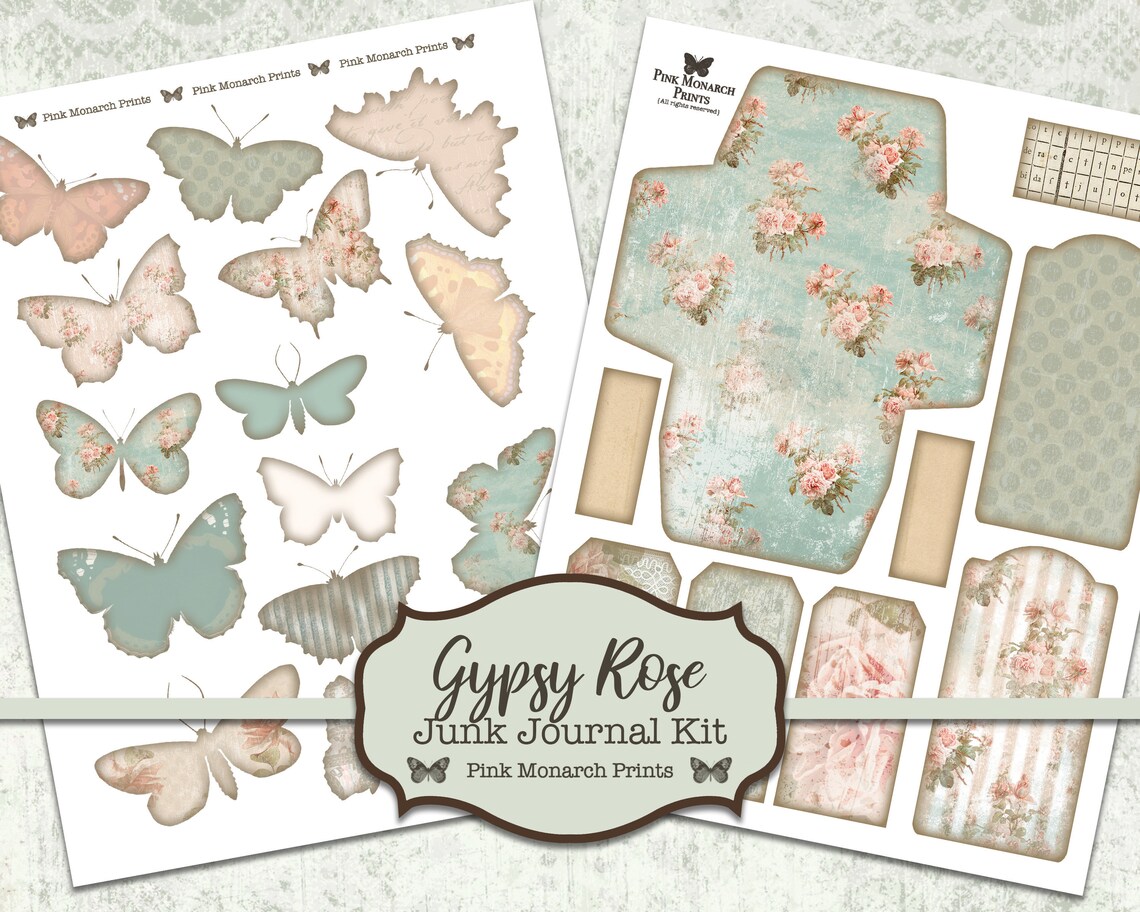 Junk Journal Digital Kits Junk Journal Kits Gypsy Rose Junk Etsy