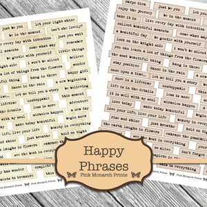 Happy Phrases, Digital Words, Embellishments for Junk Journals, Printable Junk Journaling Words, Collage Ephemera, Happy Junk Journal Words image 2