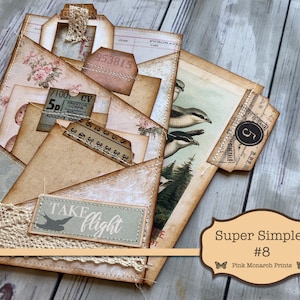 Super Simples 8, Junk Journal Kit, Digital Junk Journal, Junk Journaling Ephemera, Floral Junk Journal, Junk Journaling Kit, Tags, Pockets