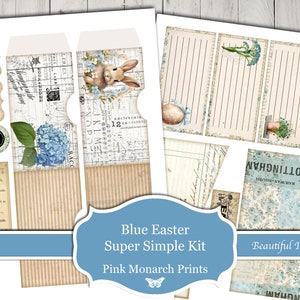 Blue Easter Super Simple, Printable Kit, Digital, Junk Journal Kit, Junk Journal, Junk Journaling, Pink Monarch Prints, Vintage, Scrapbook zdjęcie 3