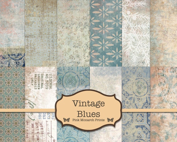 Vintage Blues, Junk Journal Kit, Junk Journaling Winter