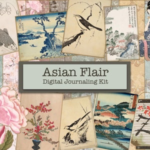 Pacchetto di carta digitale asiatico, pacchetto di diario asiatico, kit diario spazzatura giapponese, diario spazzatura asiatico, set di journaling spazzatura digitale Scrapbooking, migliore