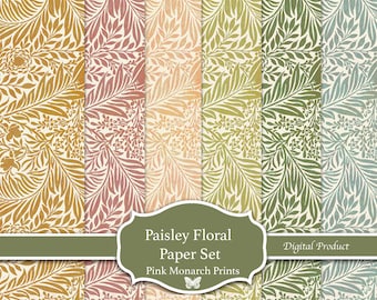 Paisley Floral Paper Set - 10 Scrapbooking and Junk Journaling Printable Papers (Digital Download)
