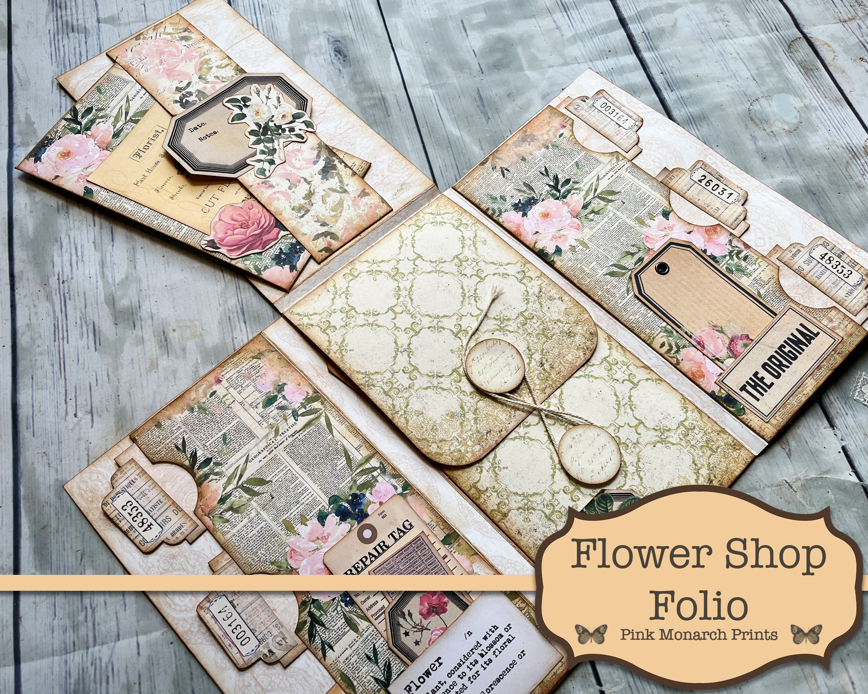 junkjournal【fleur】 Flower Shop Folio, Junk Journal Kit, Digital Junk Journal, Junk