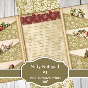 Handig notitieblok 1, dagboek op reisformaat met versieringen, junkjournaalkit, Junk Journal Folio, Christmas Junk Journal, miniproject