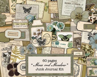 Moss And Meadow, Printable Kit, 60 Pages, Junk Journal Scrapbooking Kit June 2026
