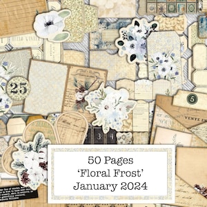 Ultimate January Subscription Complete Kit, Frosted Floral, Junk Journal Kit, Digital Junk Journal Kit, Junk Journal Kit, Junk Journal Print