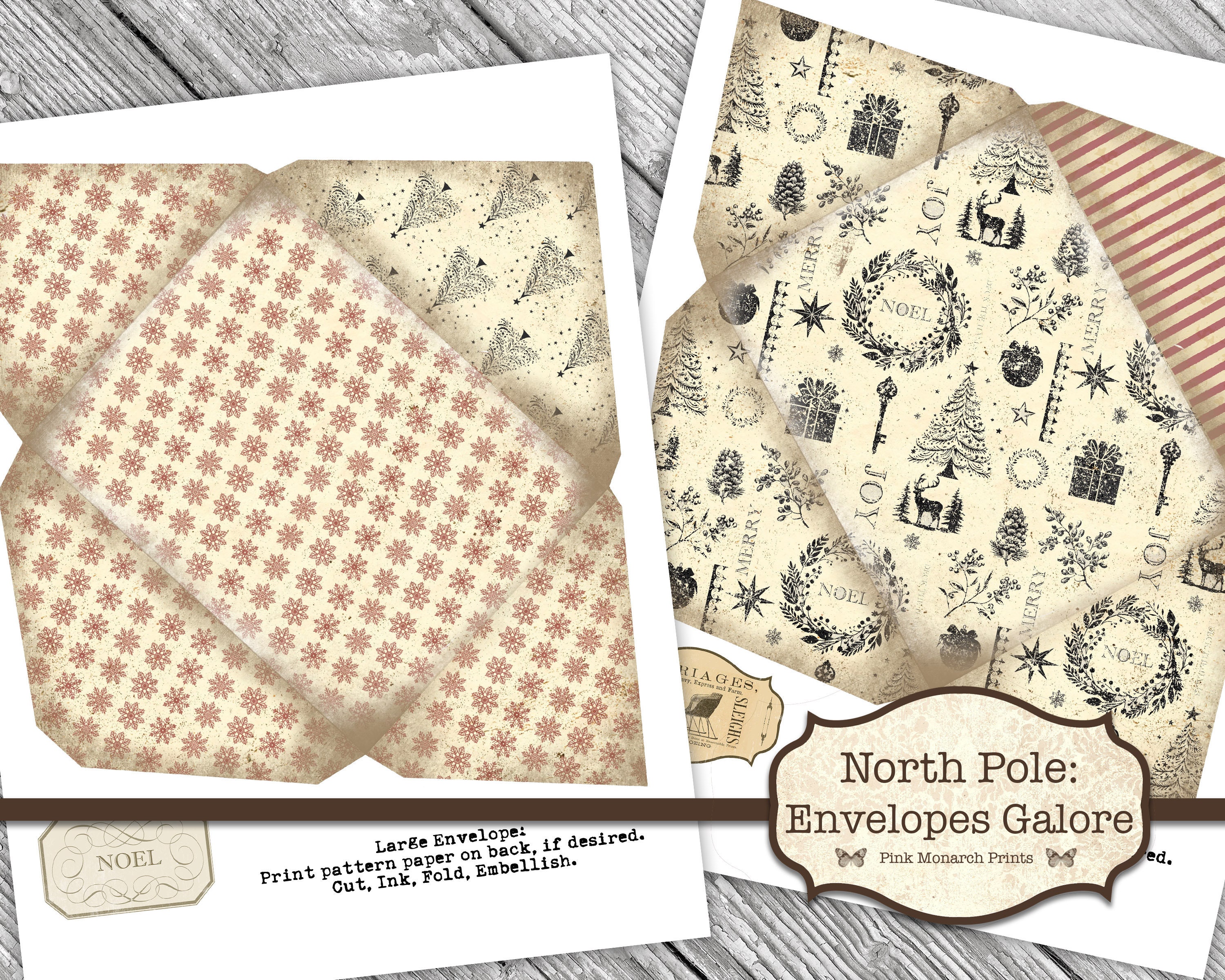 North Pole Envelopes Galore, Envelope Varieties, Digital Junk Journal
