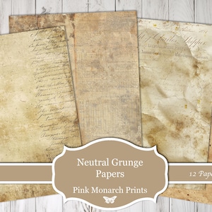 Neutral Grunge Papers, Essential Collection, Junk Journal Paper, Printable Papers, Digital Junk Journal, Junk Journal Kit, coffee stained