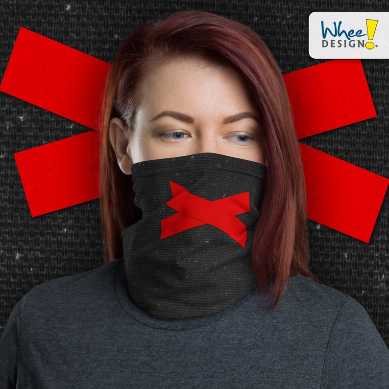 Red Tape Over Mouth Neck Gaiter/face Mask Etsy