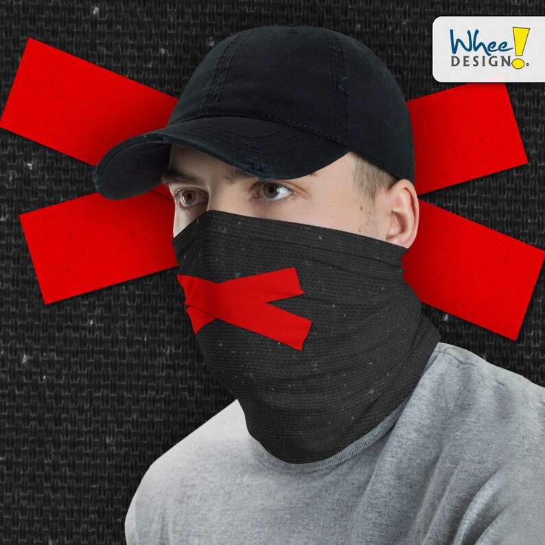 Red Tape Over Mouth Neck Gaiter/face Mask Etsy
